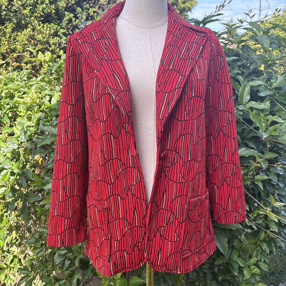 VTG 60s Glazier Red Mod Blazer with Abstract Pattern